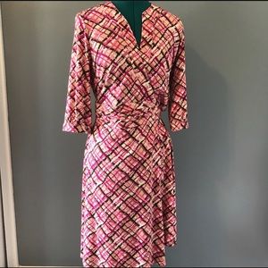 Lilly Pulitzer Pink & Brown Wrap Around Midi Dress